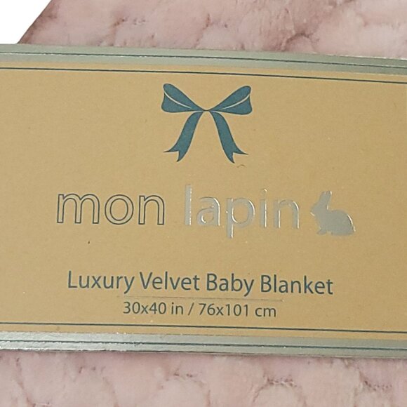Mon Lapin Luxury Pink Velvet Baby Blanket 30x40" Soft Plush Throw Shimmer Comfor - Picture 4 of 7